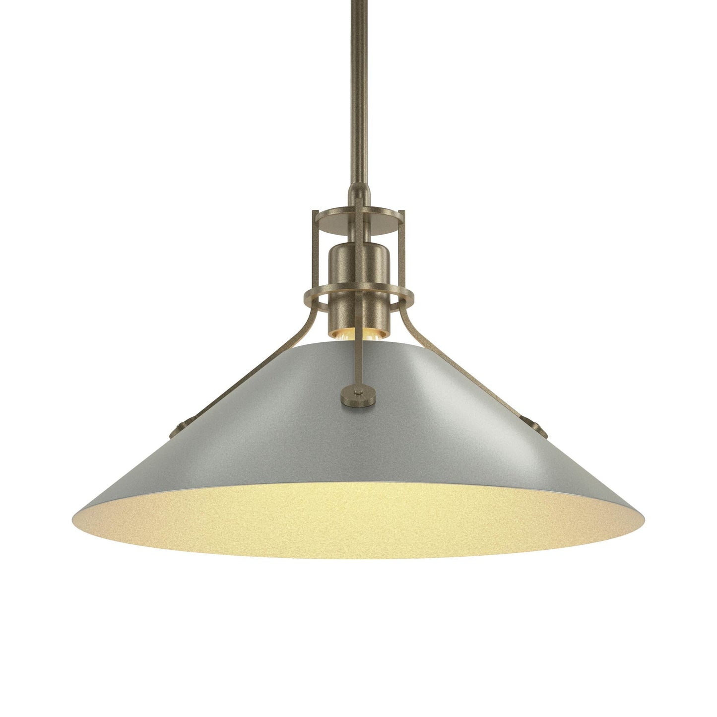 Henry Steel Shade Pendant Light in Soft Gold/Vintage Platinum.
