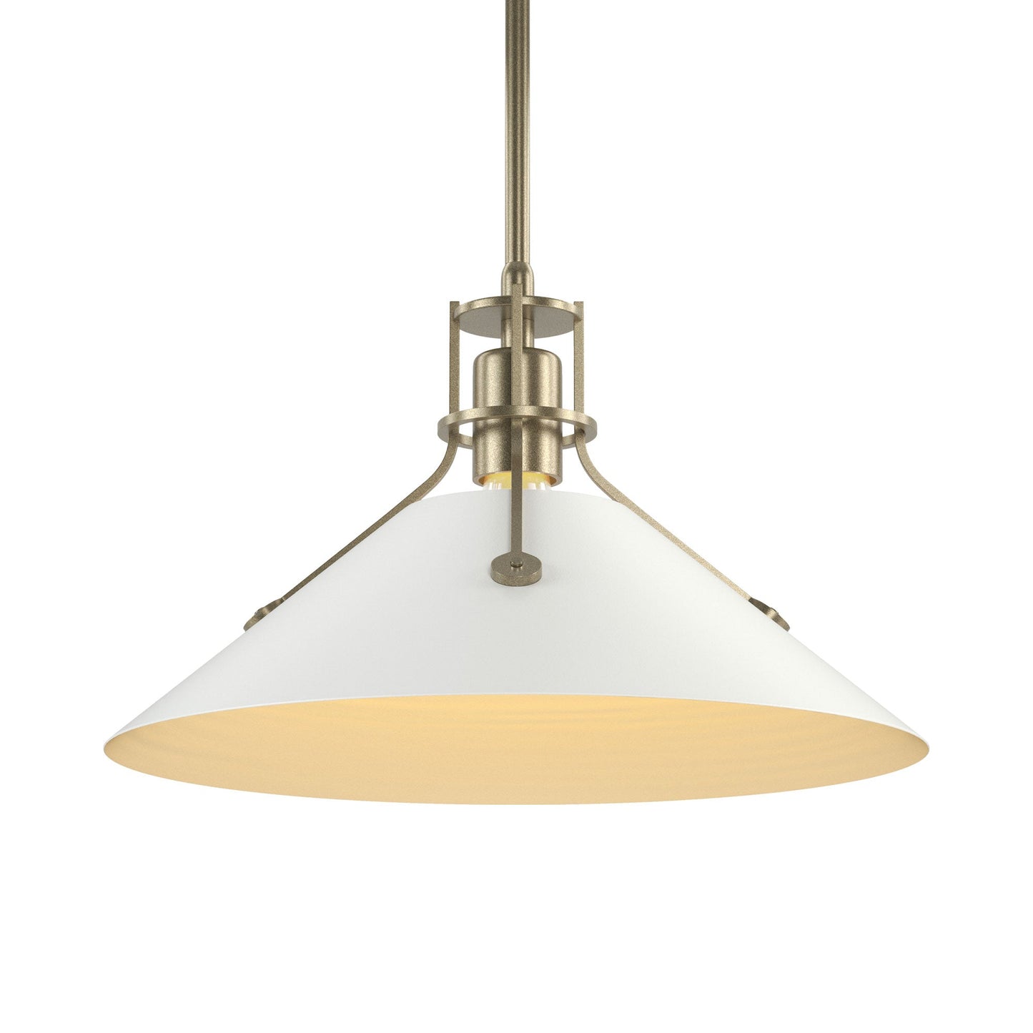 Henry Steel Shade Pendant Light in Soft Gold/White.