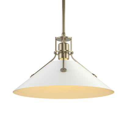 Henry Steel Shade Pendant Light in Soft Gold/White.