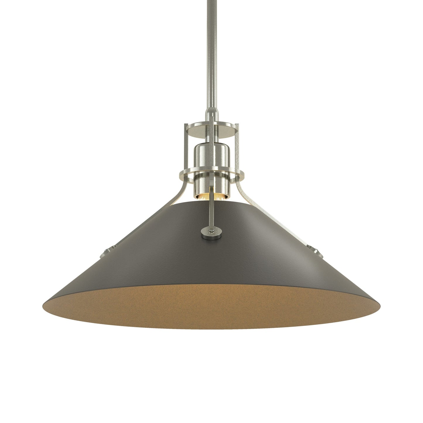 Henry Steel Shade Pendant Light in Sterling/Black.