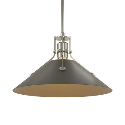 Henry Steel Shade Pendant Light in Sterling/Black.