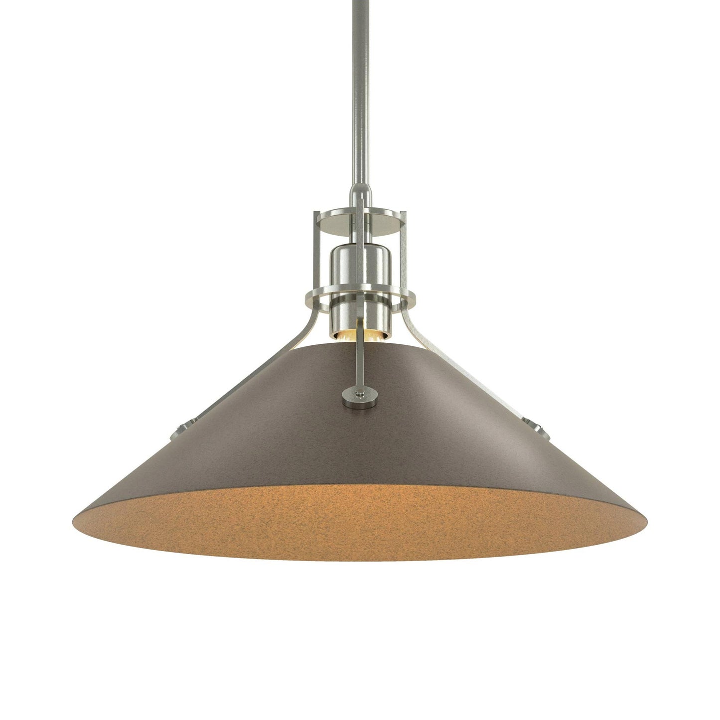 Henry Steel Shade Pendant Light in Sterling/Bronze.