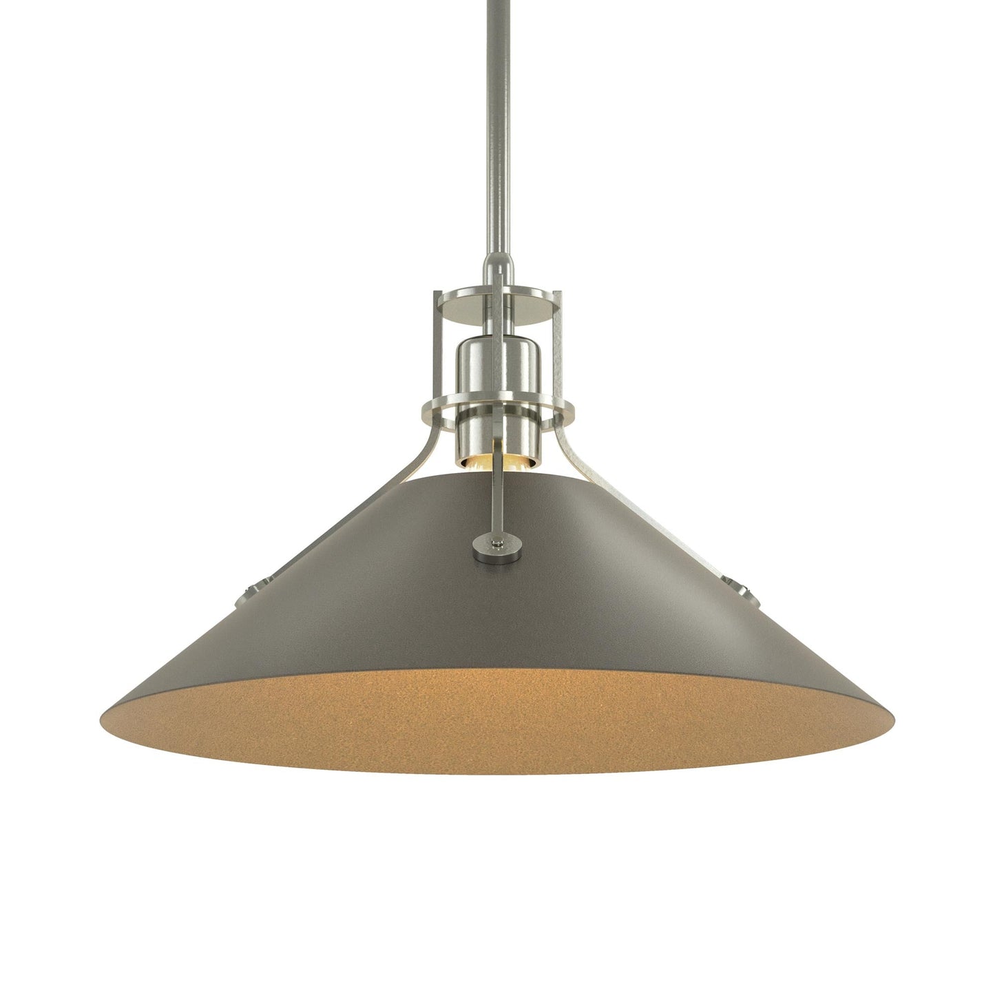 Henry Steel Shade Pendant Light in Sterling/Dark Smoke.