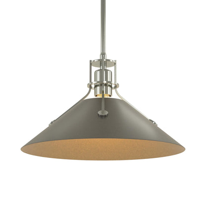 Henry Steel Shade Pendant Light in Sterling/Dark Smoke.