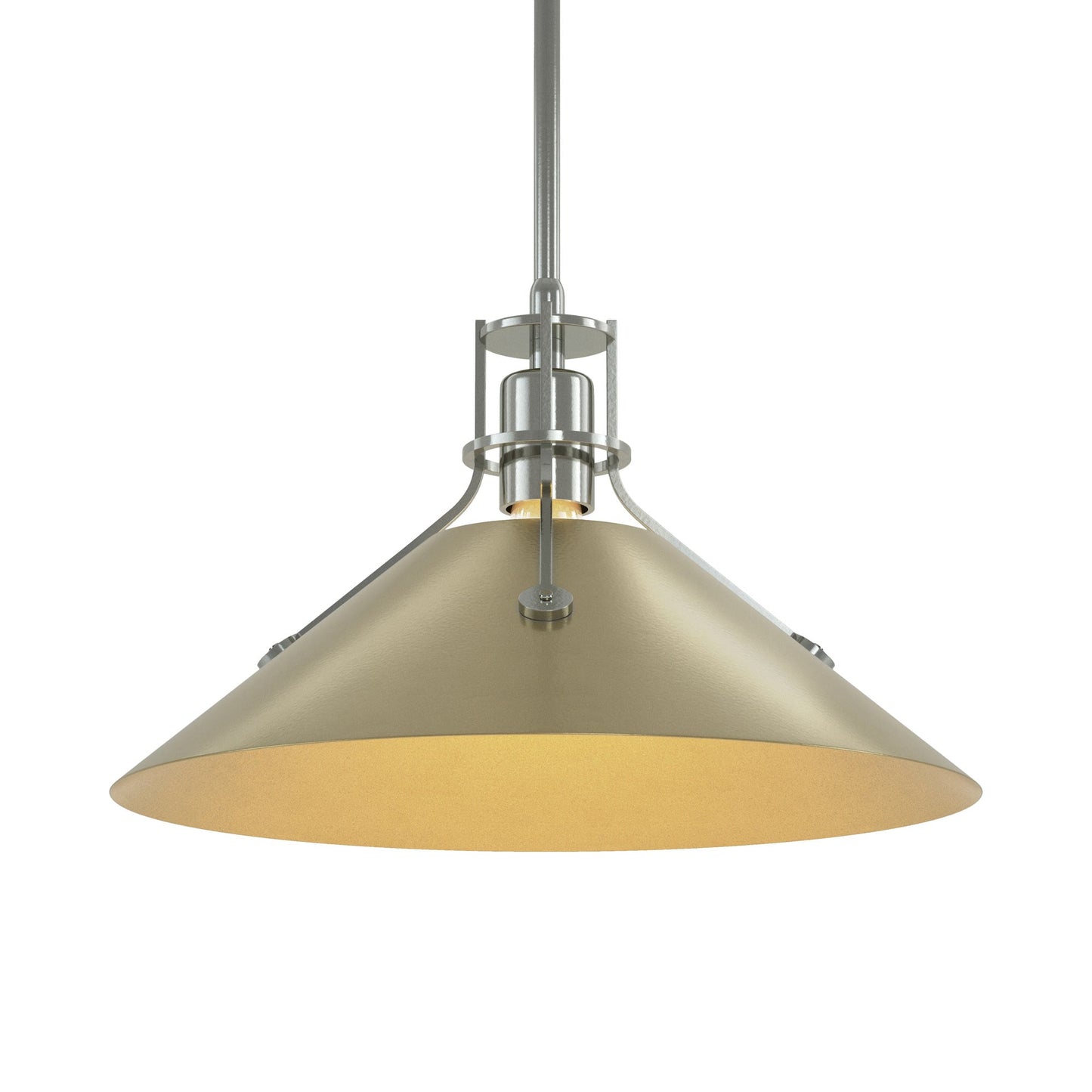 Henry Steel Shade Pendant Light in Sterling/Modern Brass.