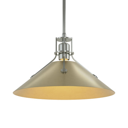 Henry Steel Shade Pendant Light in Sterling/Modern Brass.