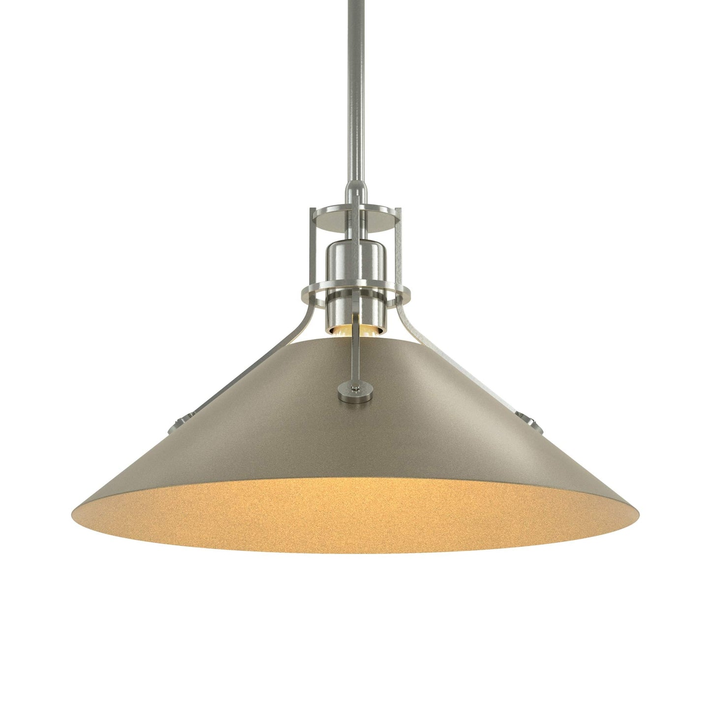 Henry Steel Shade Pendant Light in Sterling/Soft Gold.