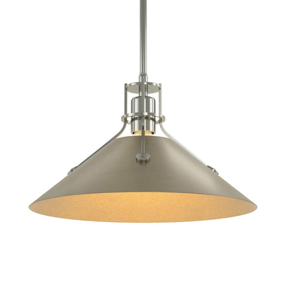 Henry Steel Shade Pendant Light in Sterling/Soft Gold.