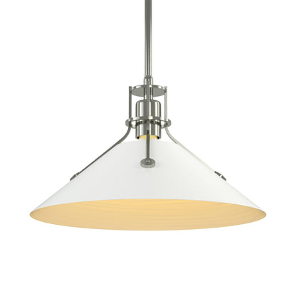 Henry Steel Shade Pendant Light in Sterling/White.