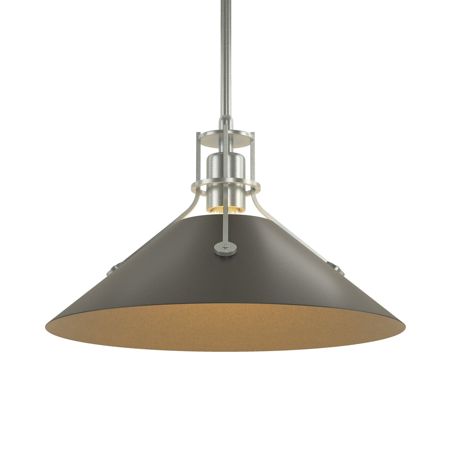 Henry Steel Shade Pendant Light in Vintage Platinum/Black.