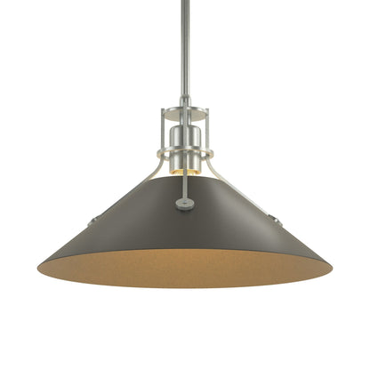 Henry Steel Shade Pendant Light in Vintage Platinum/Black.