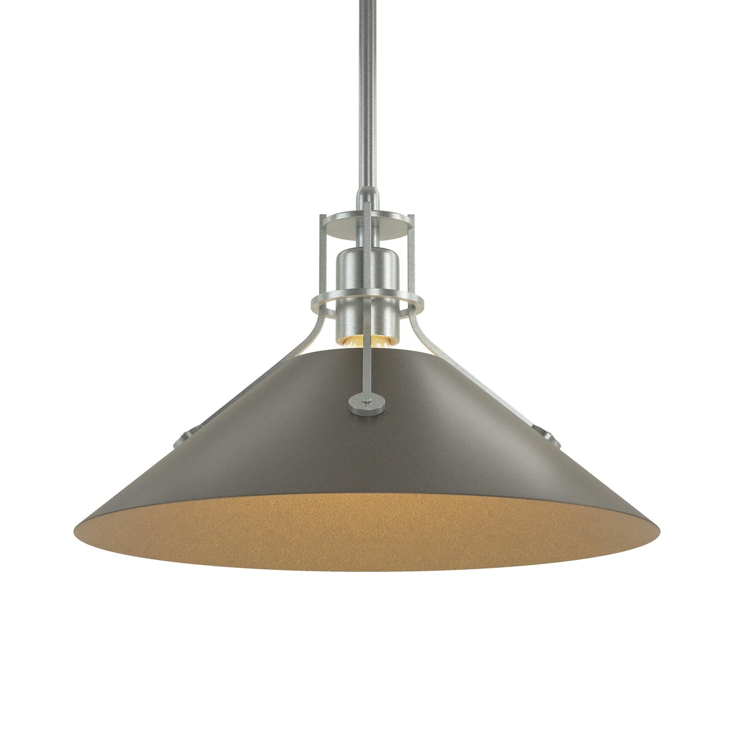 Henry Steel Shade Pendant Light in Vintage Platinum/Dark Smoke.