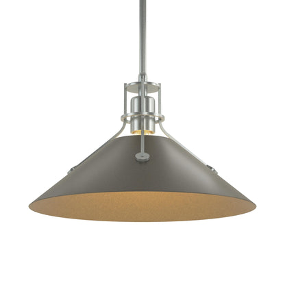 Henry Steel Shade Pendant Light in Vintage Platinum/Dark Smoke.