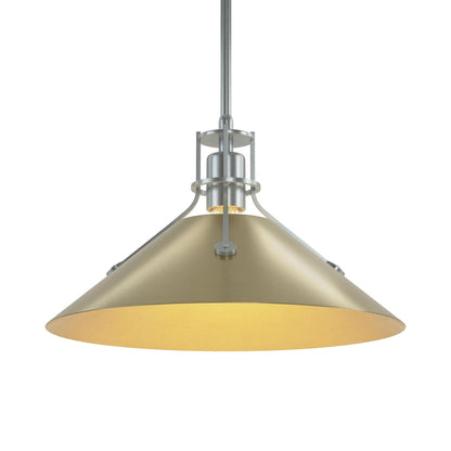 Henry Steel Shade Pendant Light in Vintage Platinum/Modern Brass.