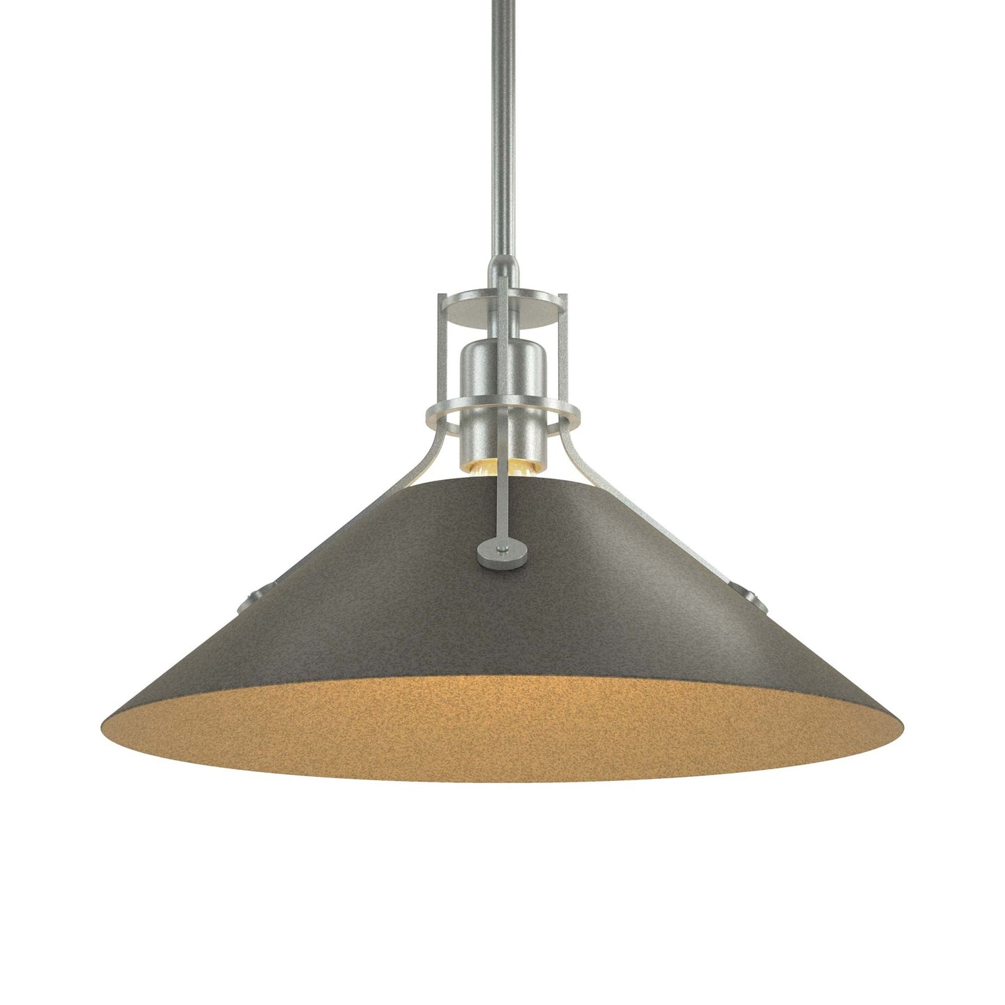 Henry Steel Shade Pendant Light in Vintage Platinum/Natural Iron.