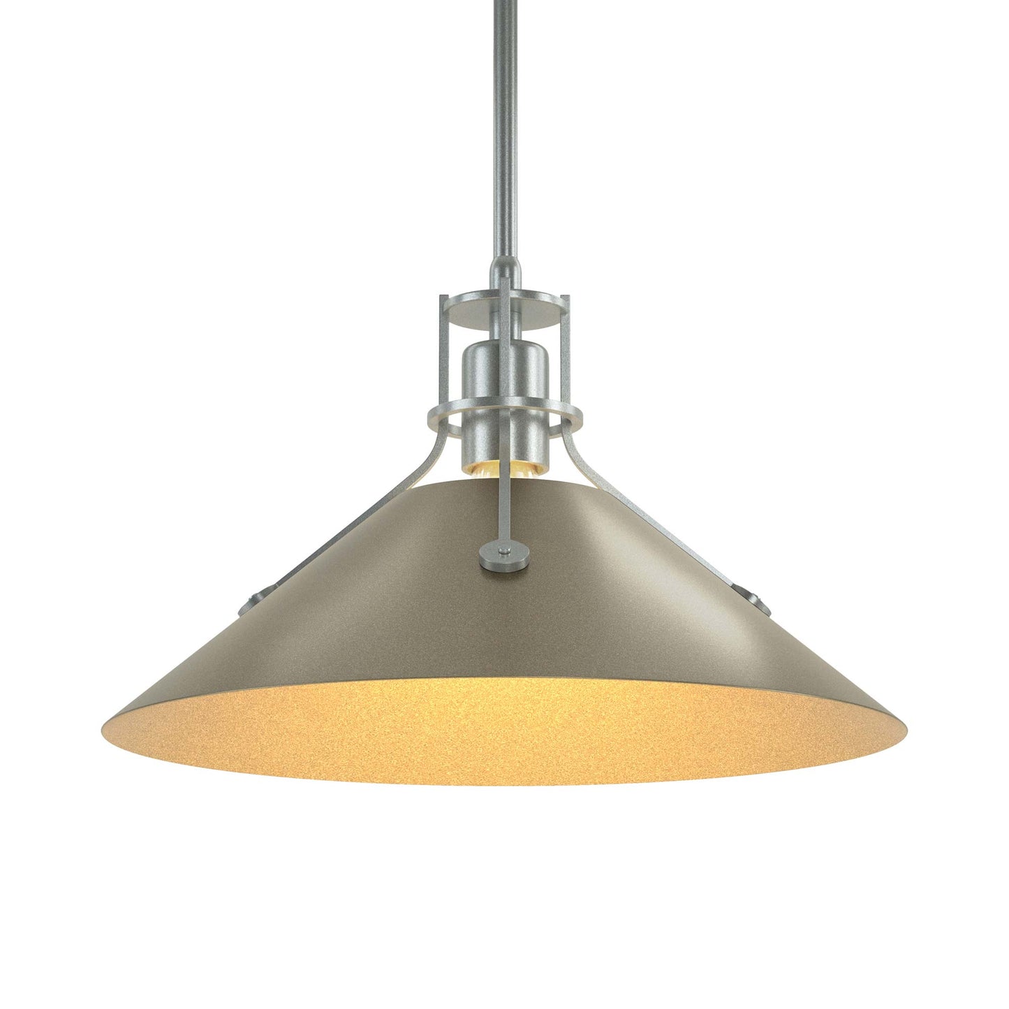 Henry Steel Shade Pendant Light in Vintage Platinum/Soft Gold.