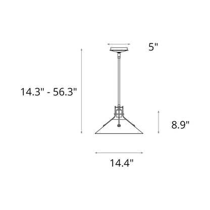 Henry Steel Shade Pendant Light - line drawing.