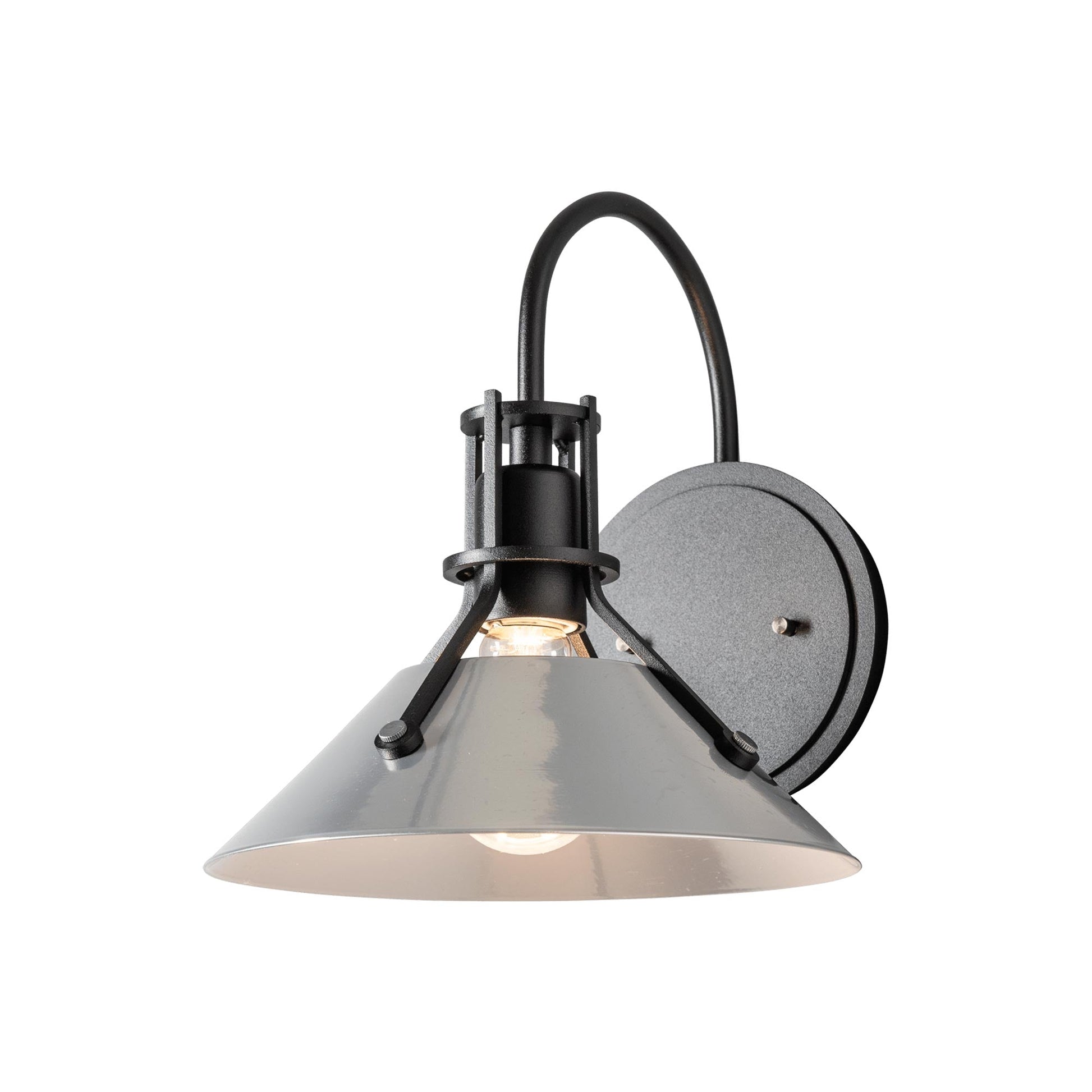 Henry Steel Shade Wall Light in Black/Sterling (9.2-Inch).
