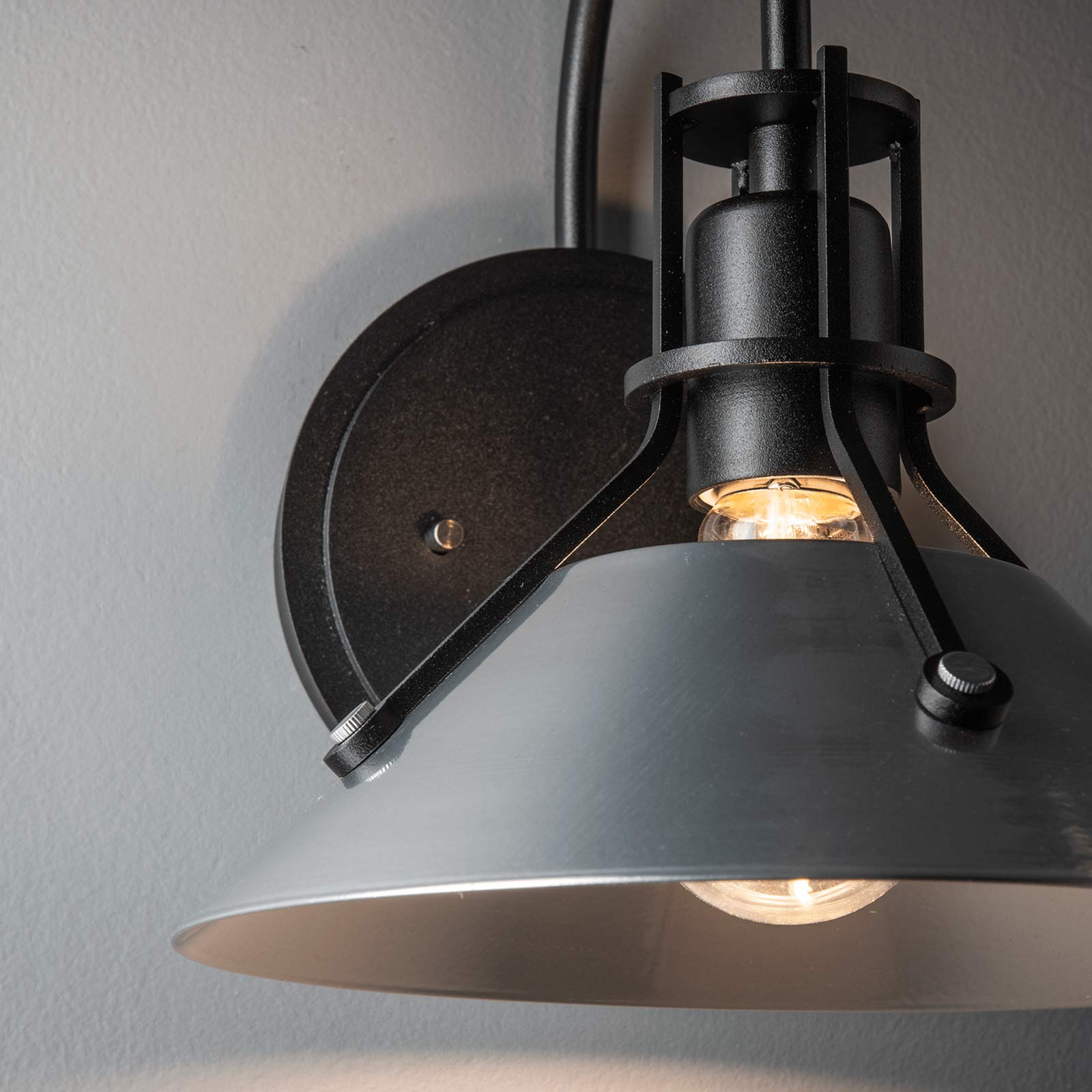 Henry Steel Shade Wall Light in Detail.