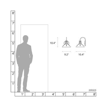 Henry Steel Shade Wall Light - line drawing.