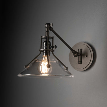 Henry Swing Arm Glass Shade Wall Light in Detail.
