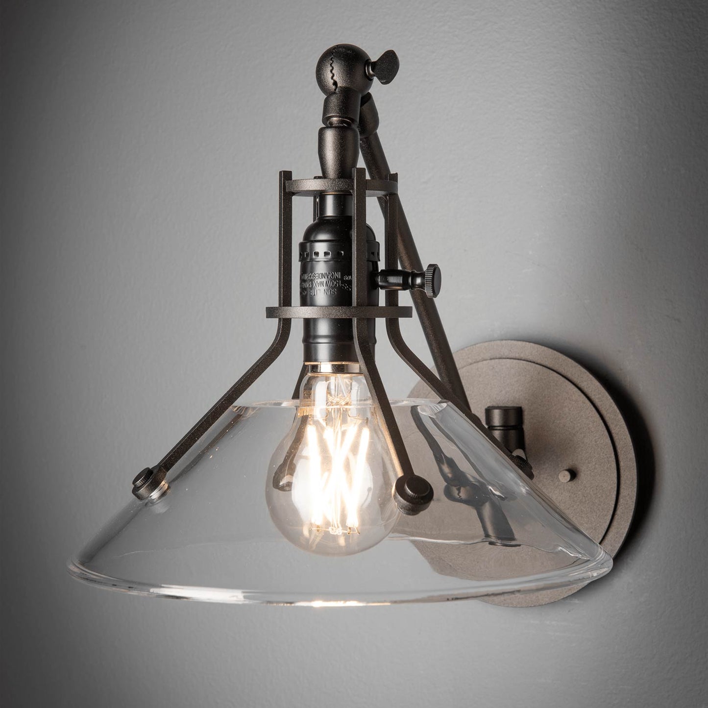 Henry Swing Arm Glass Shade Wall Light in Detail.