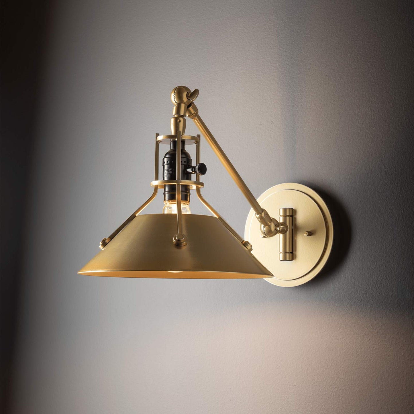 Henry Swing Arm Steel Shade Wall Light in Detail.