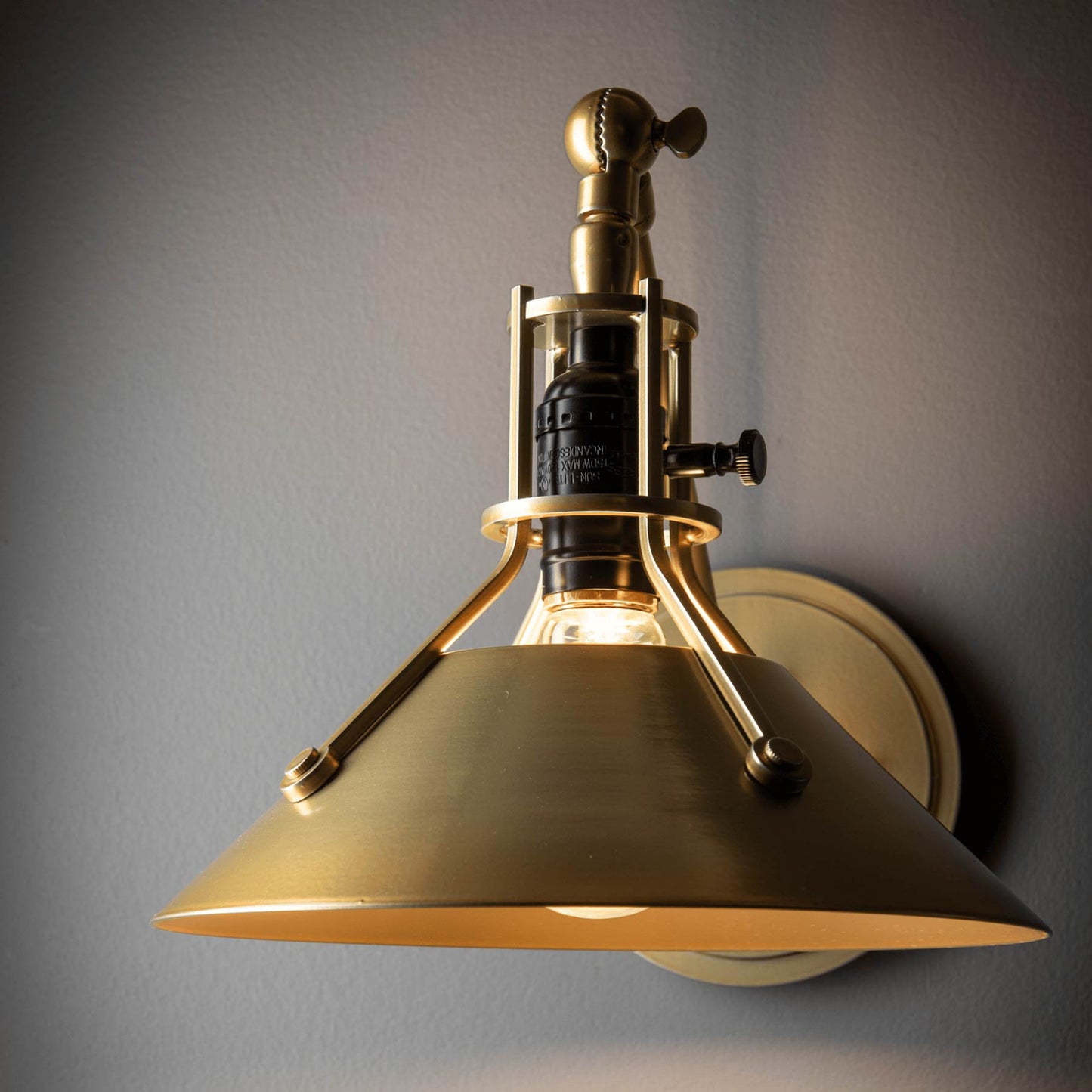 Henry Swing Arm Steel Shade Wall Light in Detail.
