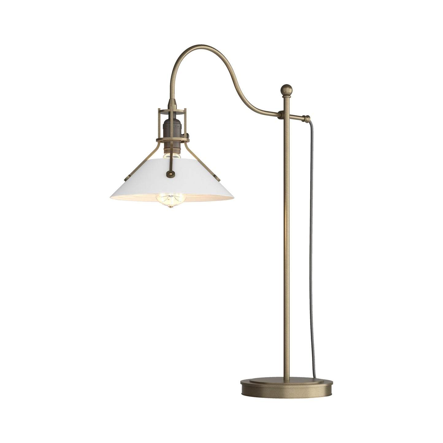 Henry Table Lamp in Soft Gold/White.