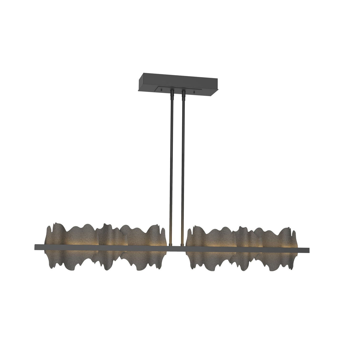 Hildene LED Pendant Light in Black/Natural Iron.