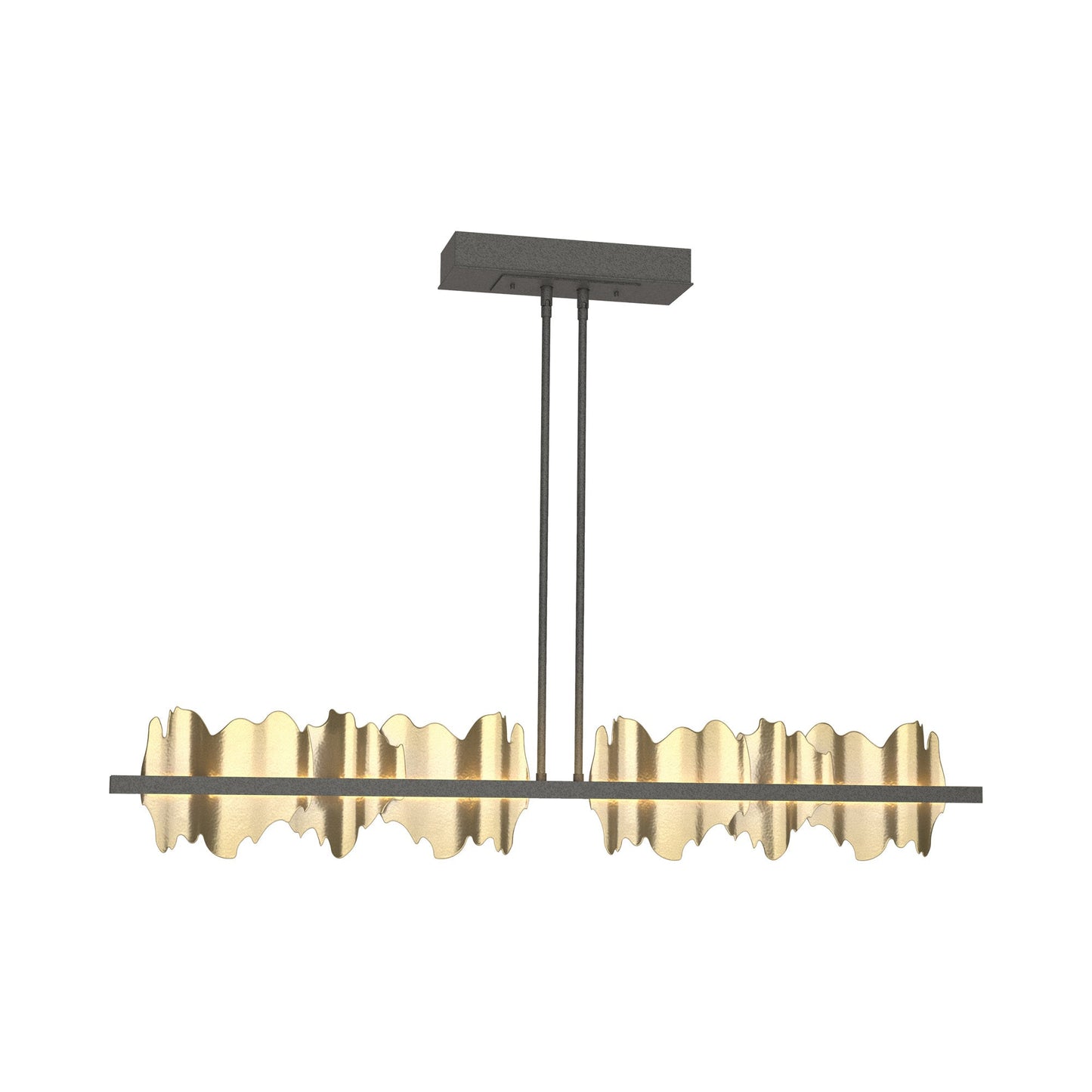 Hildene LED Pendant Light in Natural Iron/Modern Brass.