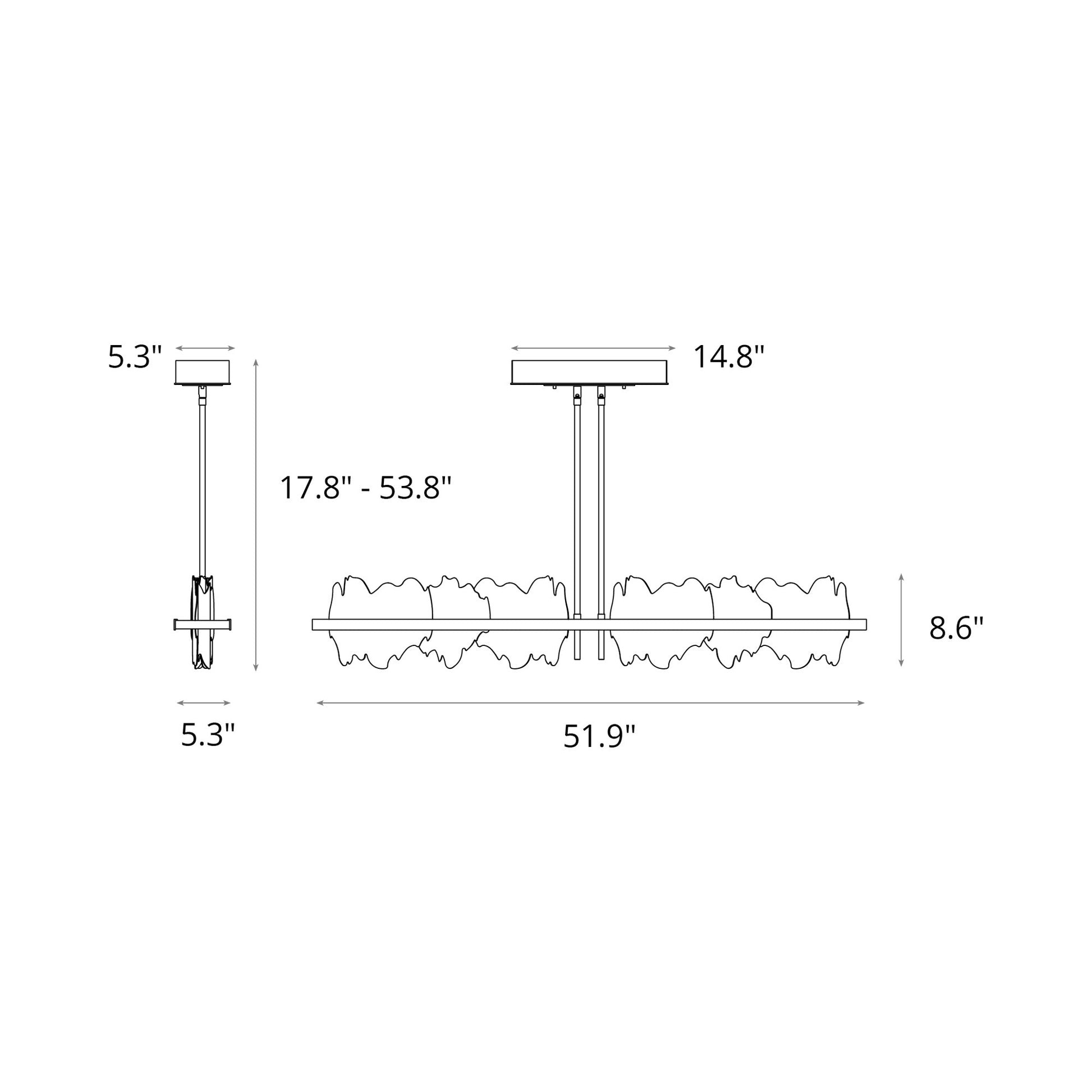Hildene LED Pendant Light - line drawing.