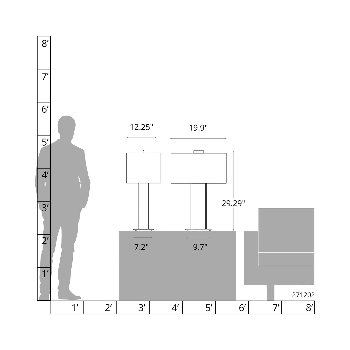 Horizon Table Lamp - line drawing.