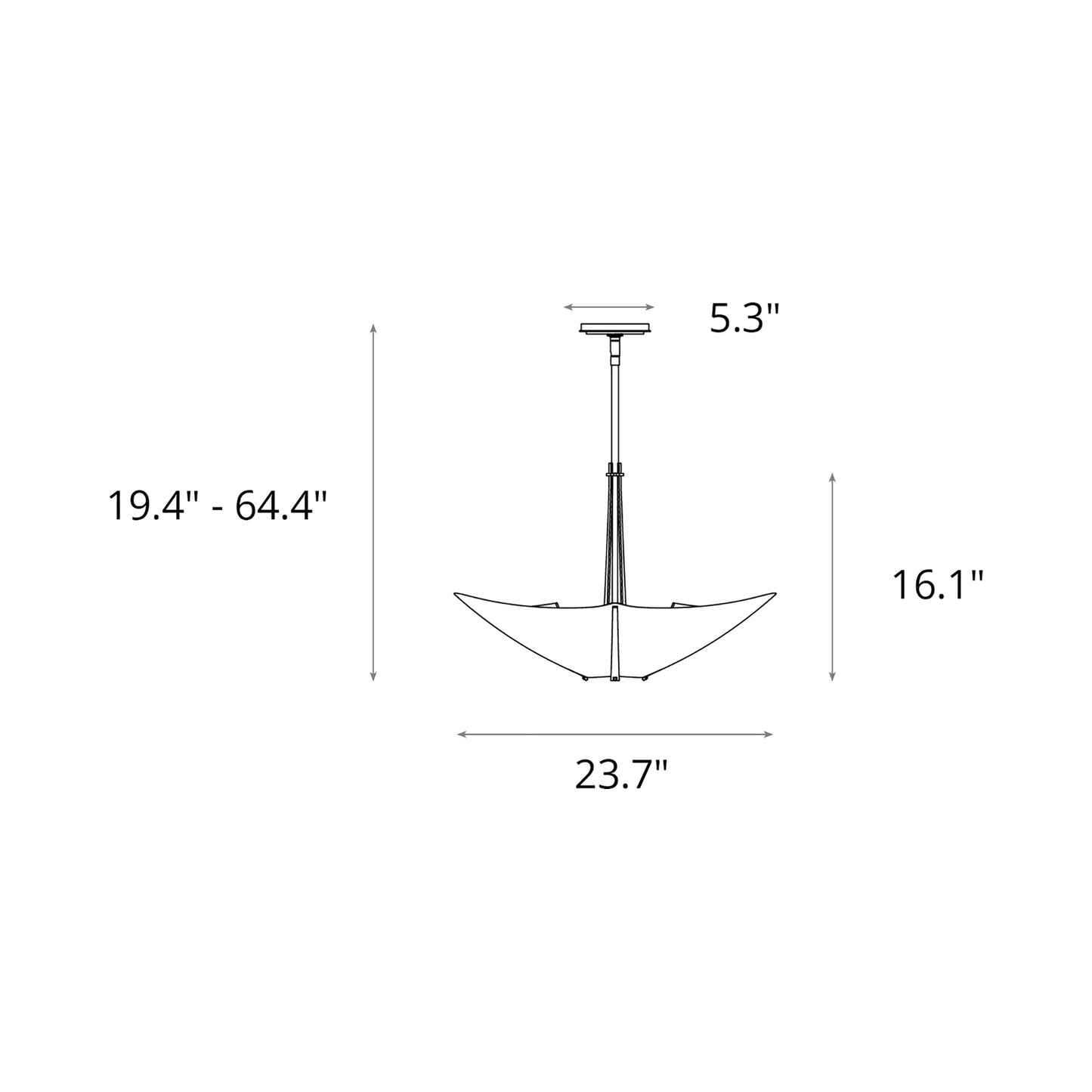 Kirigami Pendant Light - line drawing.
