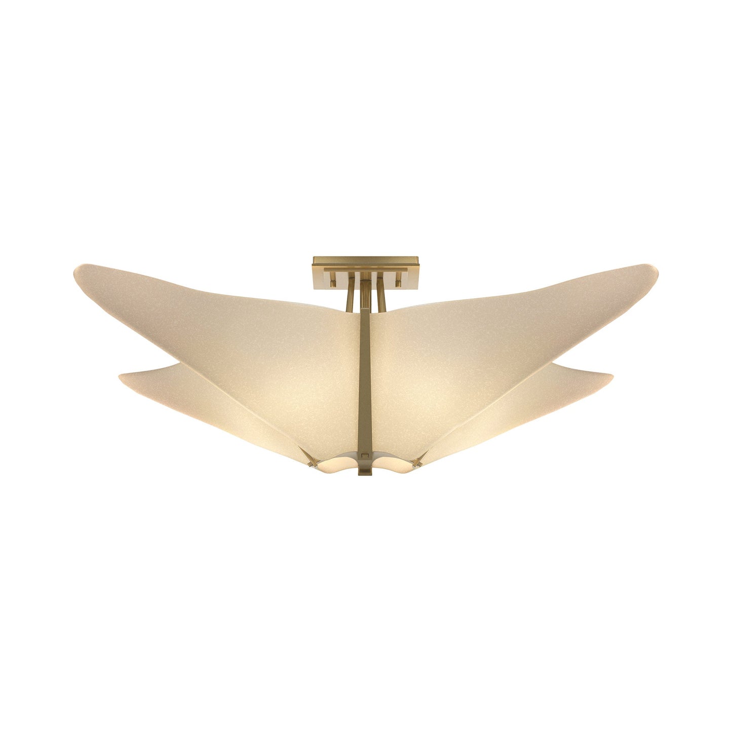 Kirigami Semi Flush Mount Ceiling Light in Modern Brass.