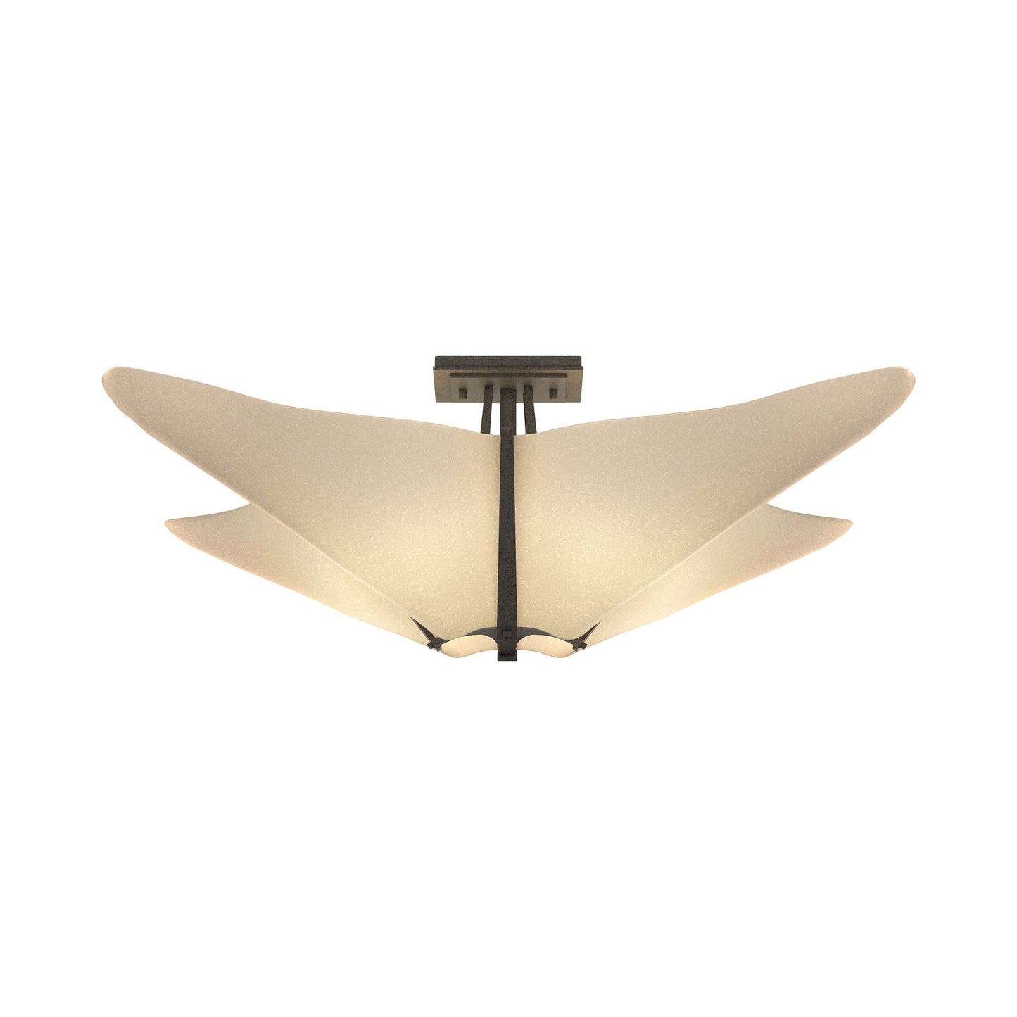 Kirigami Semi Flush Mount Ceiling Light in Natural Iron.
