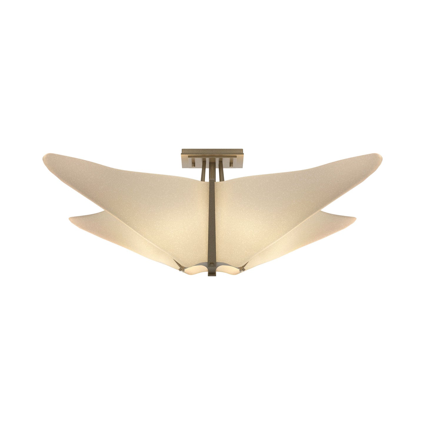 Kirigami Semi Flush Mount Ceiling Light in Soft Gold.