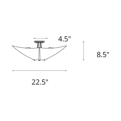 Kirigami Semi Flush Mount Ceiling Light - line drawing.