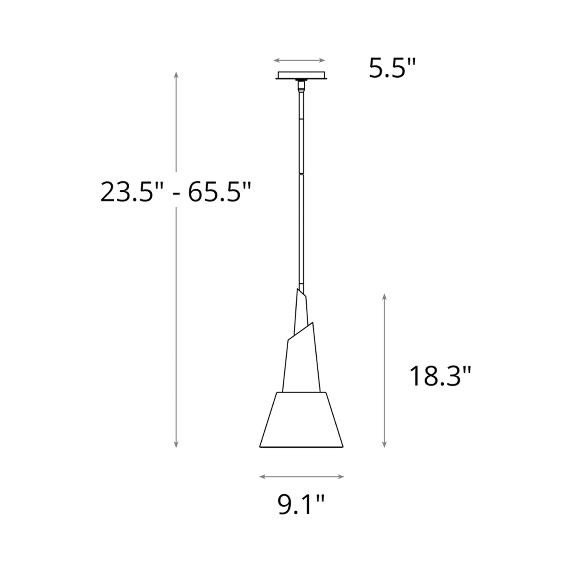Kora Mini Pendant Light - line drawing.