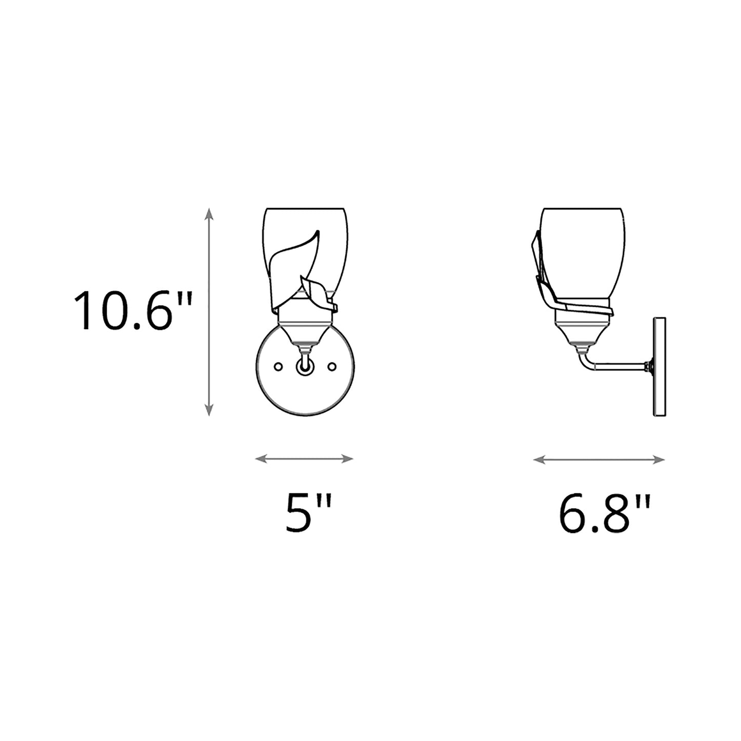 Lapas Bath Wall Light - line drawing.