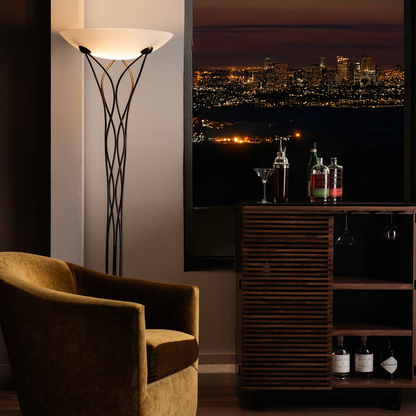 Lattice Floor Lamp in living room.