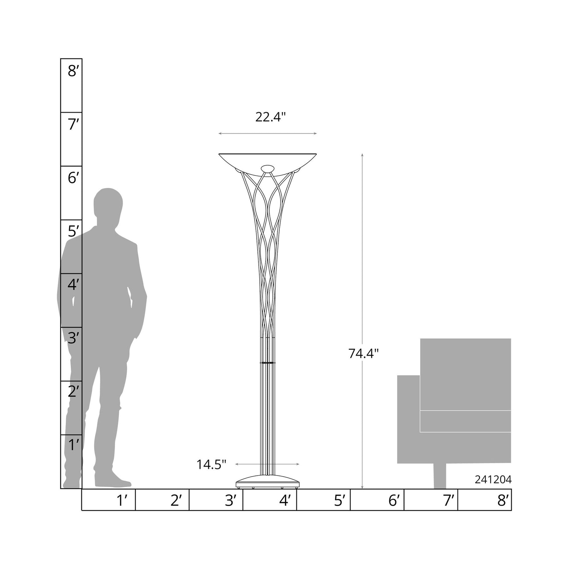 Lattice Floor Lamp - line drawing.