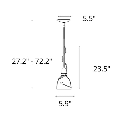 Leaf Twining Mini Pendant Light - line drawing.