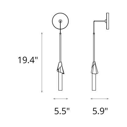 Lilium Cylinder Wall Light - line drawing.
