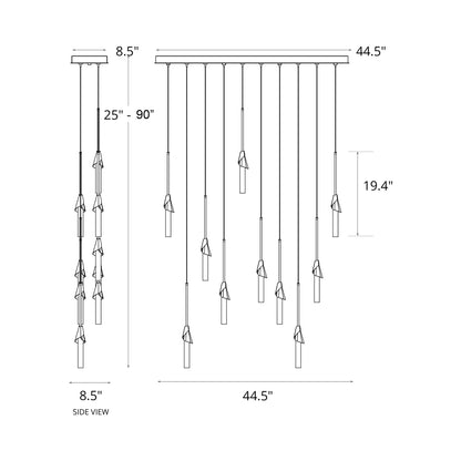 Lilium Linear Pendant Light - line drawing.
