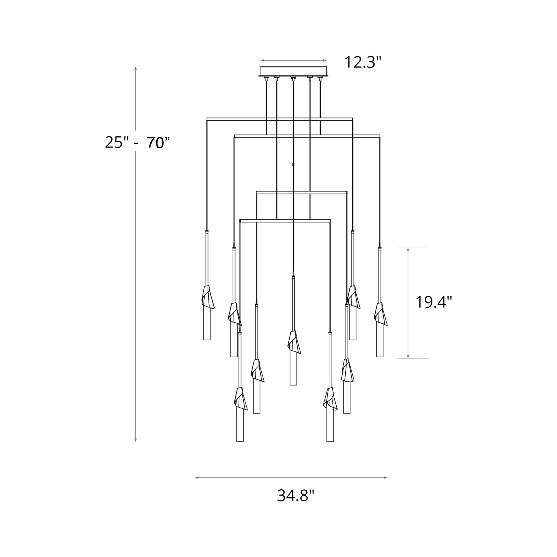 Lilium Mobile Pendant Light - line drawing.