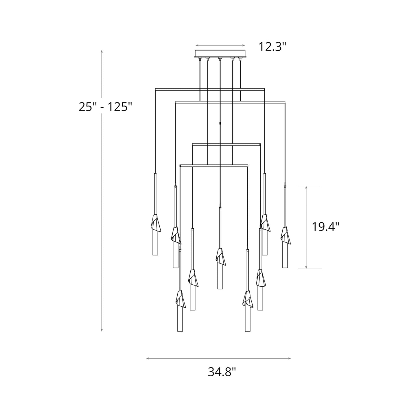 Lilium Mobile Pendant Light - line drawing.
