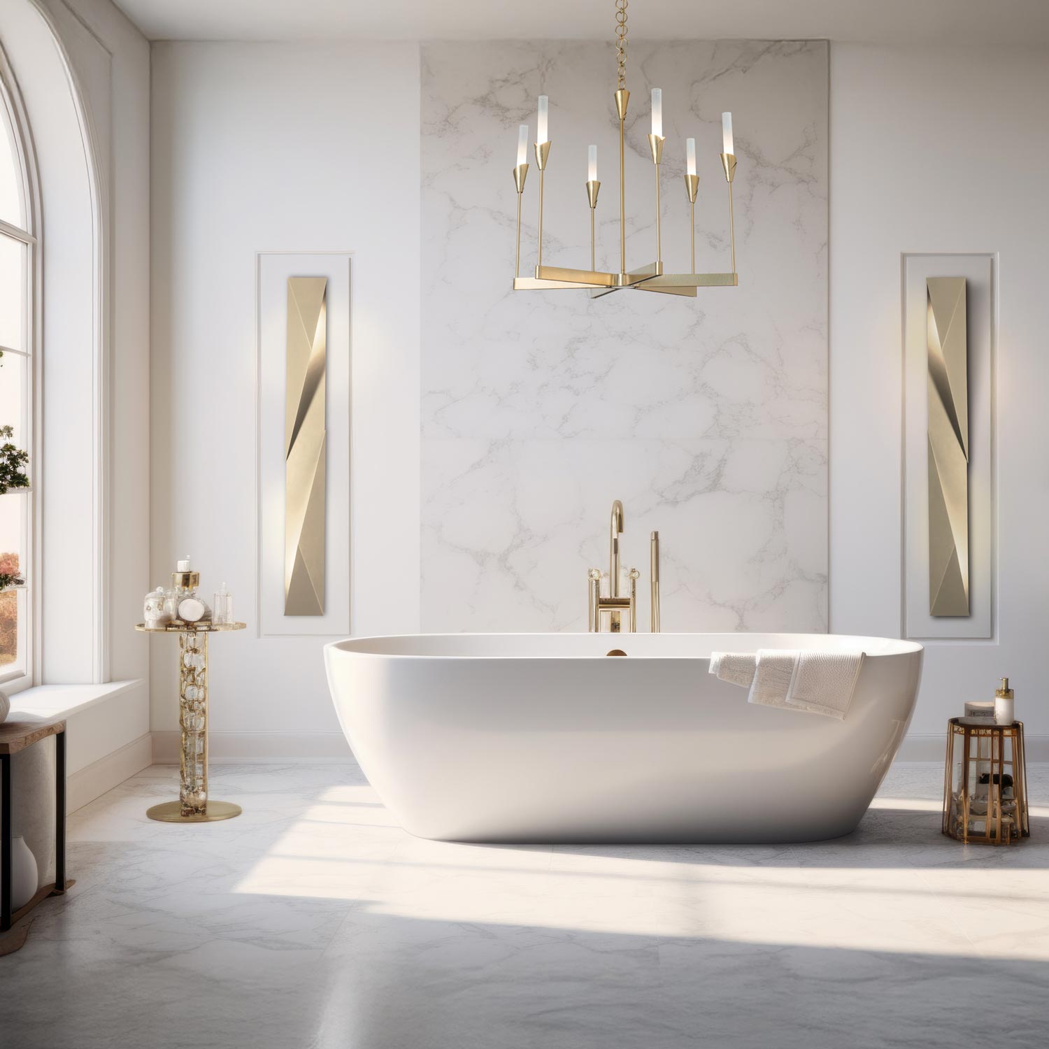 Lilium Multi-Light Chandelier in bathroom.