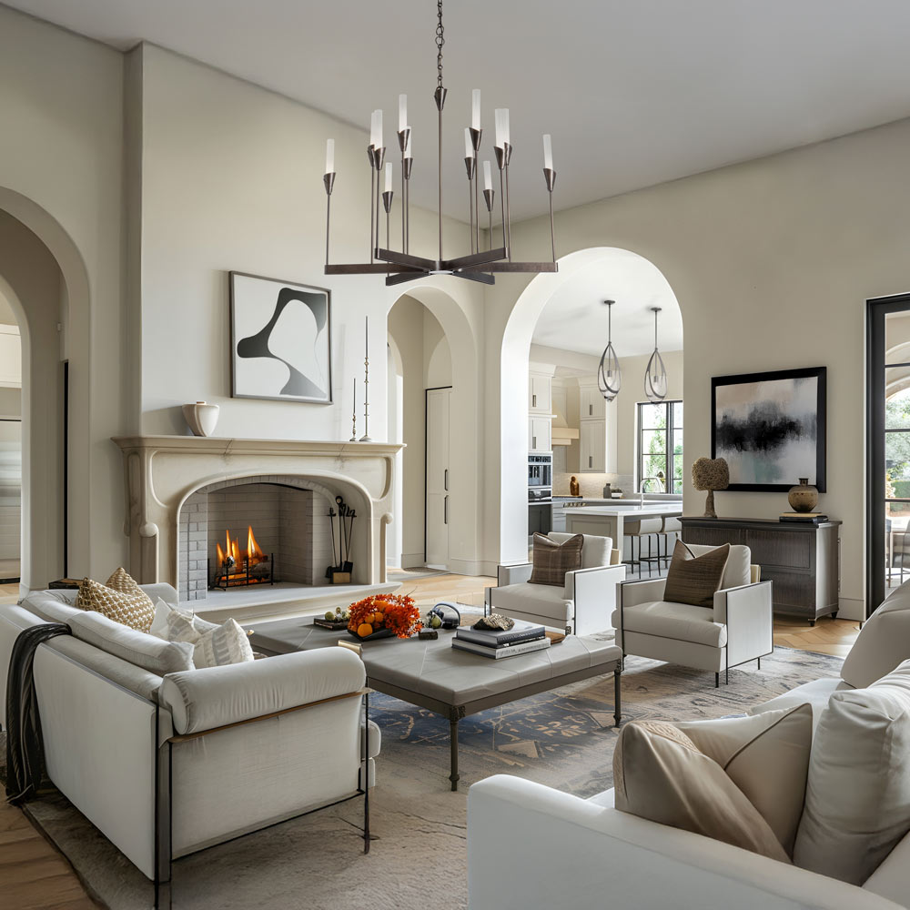 Lilium Multi-Light Chandelier in living room.