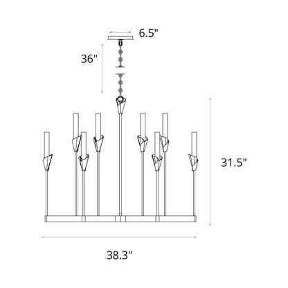 Lilium Multi-Light Chandelier - line drawing.